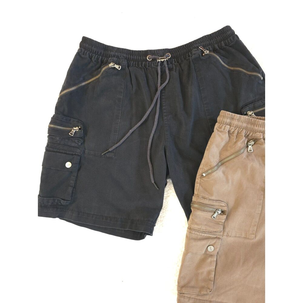 Lot of 2 Saint Morta Utility Cargo Shorts XL Wash Black + Earth Khaki Streetwear - Picture 3 of 9